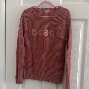 BCBG Rose Knit Sweater with Gold Accents